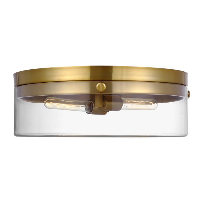 CF1032BBS - Garrett 2-Light Flush Mount in Burnished Brass by Visual Comfort Studio