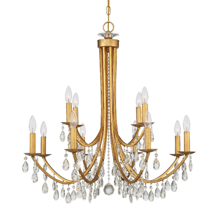 8829-GA-CL-MWP- Bridgehampton 12-Light Chandelier in Antique Gold with Hand Cut Crystal by Crystorama