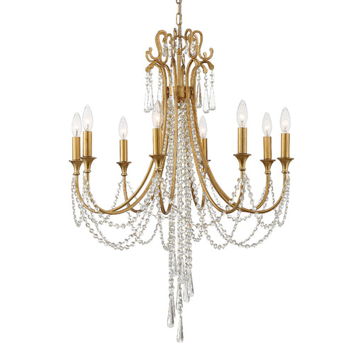 ARC-1908-GA-CL-MWP- Arcadia 8-Light Chandelier in Antique Gold with Hand Cut Crystal by Crystorama