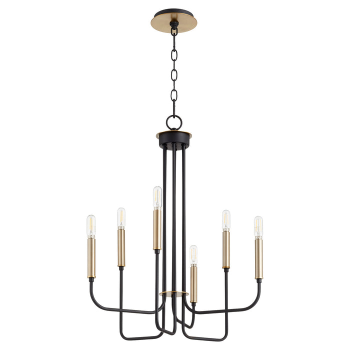 630-6-6980 - Hope Chandelier in Textured Black with Aged Brass by Quorum