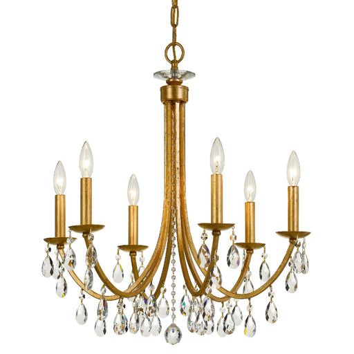 8826-GA-CL-MWP- Bridgehampton 6-Light Chandelier in Antique Gold with Hand Cut Crystal by Crystorama