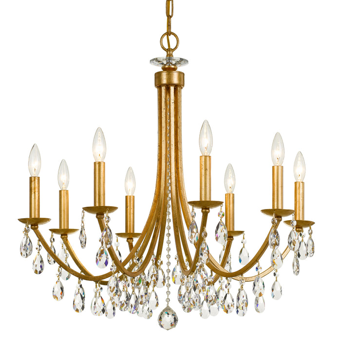 8828-GA-CL-MWP- Bridgehampton 8-Light Chandelier in Antique Gold with Hand Cut Crystal by Crystorama