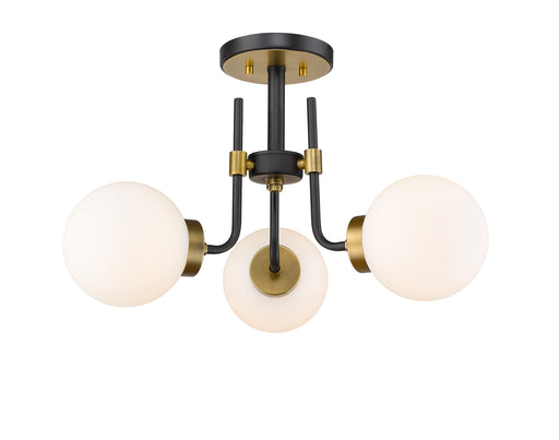 477-3SF-MB-OBR - Parsons 3-Light Semi Flush Mount in Matte Black & Olde Brass by Z-Lite Lighting