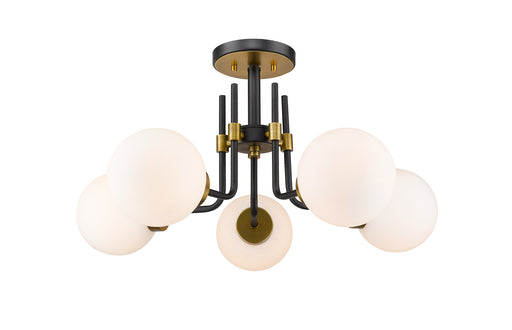 477-5SF-MB-OBR - Parsons 5-Light Semi Flush Mount in Matte Black & Olde Brass by Z-Lite Lighting