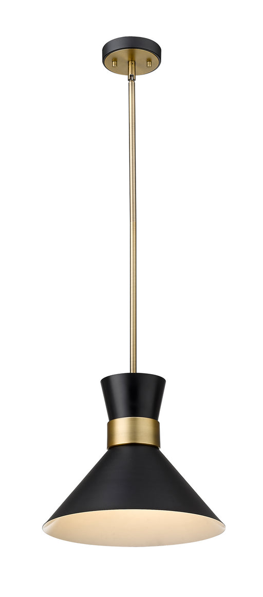 728P13-MB-HBR - Soriano 1-Light Pendant in Matte Black & Heritage Brass by Z-Lite Lighting