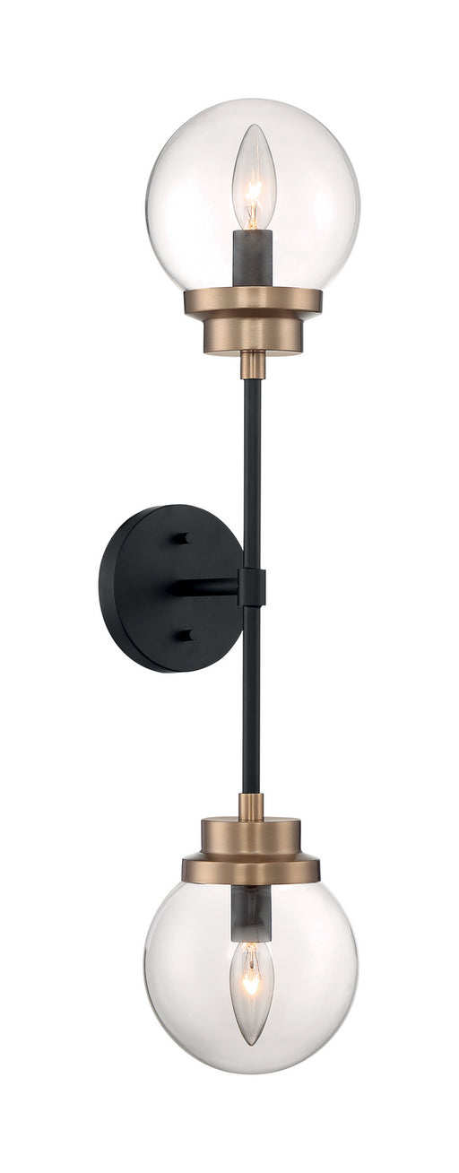 60-7122 - Axis 2-Light Wall Sconce in Matte Black & Brass Accents by Nuvo Lighting
