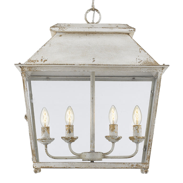 0804-4P AI- Abingdon 4-Light Pendant Lantern in Antique Ivory with Clear Glass by Golden Lighting