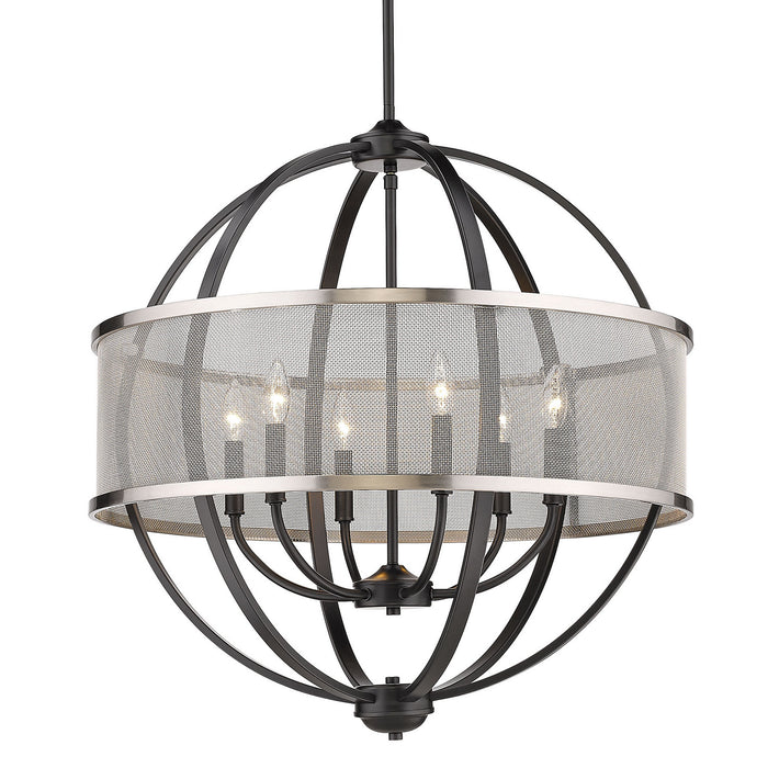 3167-6 BLK-PW - Colson 6-Light Chandelier in Matte Black with Pewter by Golden Lighting