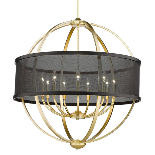 3167-9 OG-BLK- Colson 9-Light Chandelier in Olympic Gold with Matte Black Shade by Golden Lighting