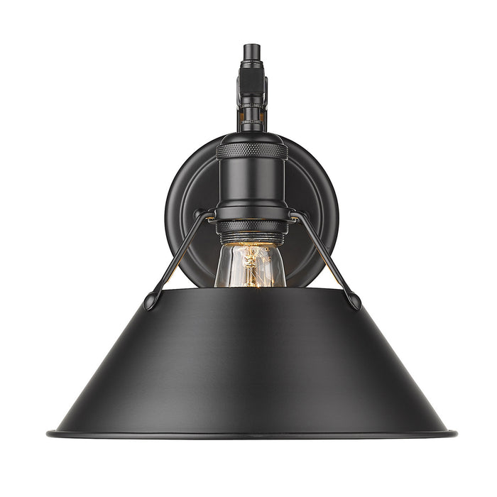 3306-1W BLK-BLK- Orwell 1-Light Wall Sconce in Matte Black with Matte Black Shade by Golden Lighting