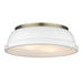 3602-14 AB-WHT- Duncan 14" Flush Mount in Aged Brass with Matte White Shade by Golden Lighting