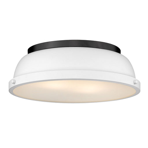 3602-14 BLK-WHT- Duncan 14" Flush Mount in Matte Black with Matte White Shade by Golden Lighting