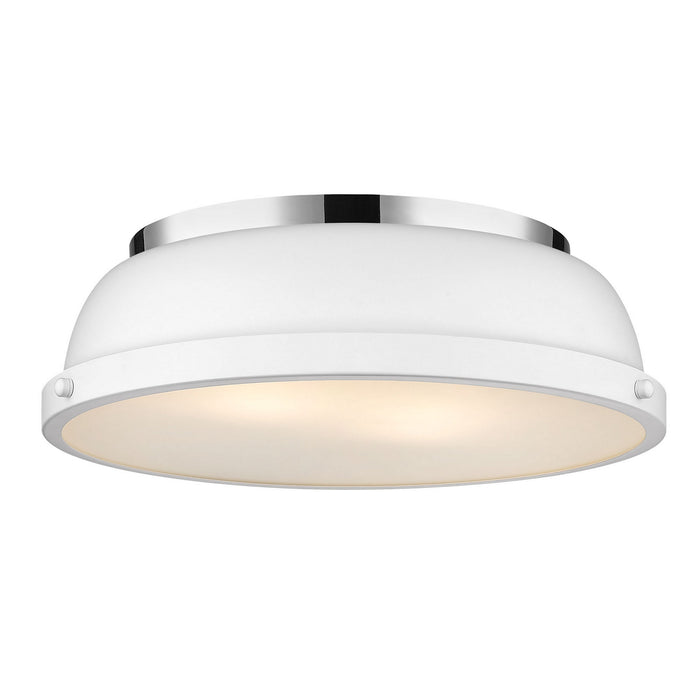 3602-14 CH-WHT- Duncan 14" Flush Mount in Chrome with Matte White Shade by Golden Lighting