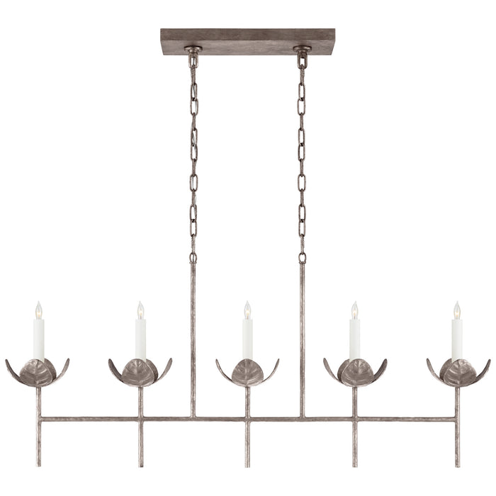 Illana Five Light Linear Chandelier in Burnished Silver Leaf