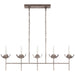 Illana Five Light Linear Chandelier in Burnished Silver Leaf