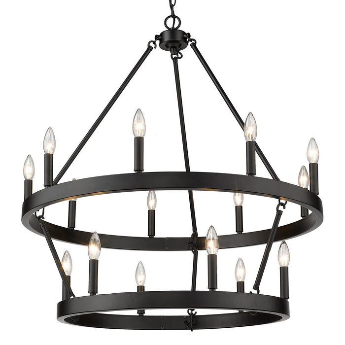 1017-96 BLK- Alastair 2-Tier 15-Light Chandelier in Matte Black by Golden Lighting