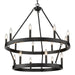 1017-96 BLK- Alastair 2-Tier 15-Light Chandelier in Matte Black by Golden Lighting