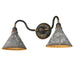 0877-BA2 ABI-GV- Jasper 2-Light Bath Vanity in Antique Black Iron with Galvanized Steel by Golden Lighting