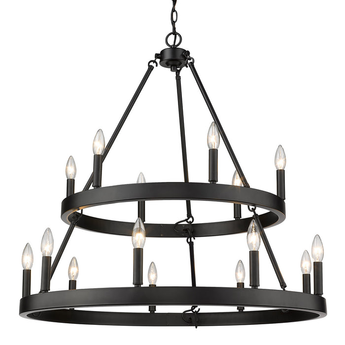 1017-69 BLK- Alastair 2-Tier 15-Light Chandelier in Matte Black by Golden Lighting