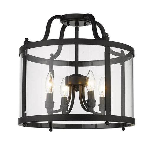 1157-SF BLK- Payton Semi-Flush in Matte Black with Clear Glass by Golden Lighting