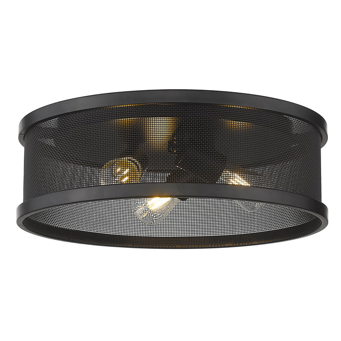 3168-FM15 BLK-BLK- Channing 15" Flush Mount in Matte Black with Matte Black Shade by Golden Lighting