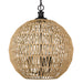 6933-3P BLK-NR- Florence 3-Light Pendant in Matte Black with Natural Raphia Rope by Golden Lighting