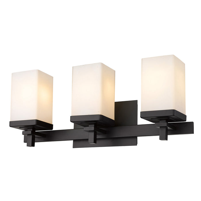 DDDD-BA3 BLK-OP- Maddox 3-Light Bath Vanity in Matte Black with Opal by Golden Lighting