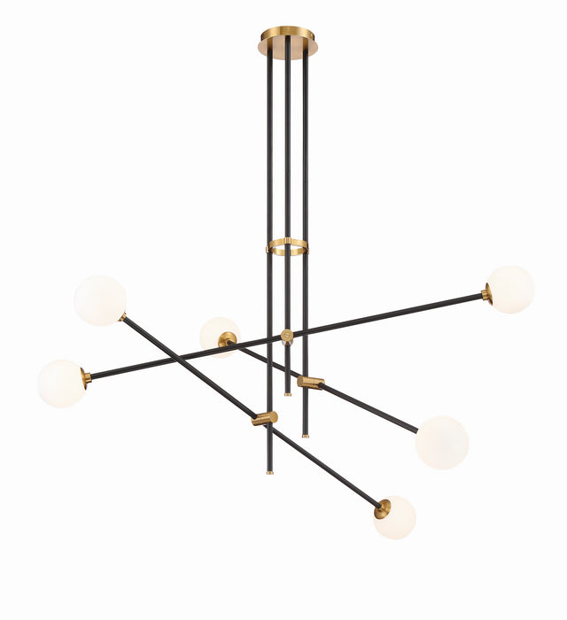 P8151-681 - Cosmet 6-Light Pendant in Coal & Aged Brass by George Kovacs