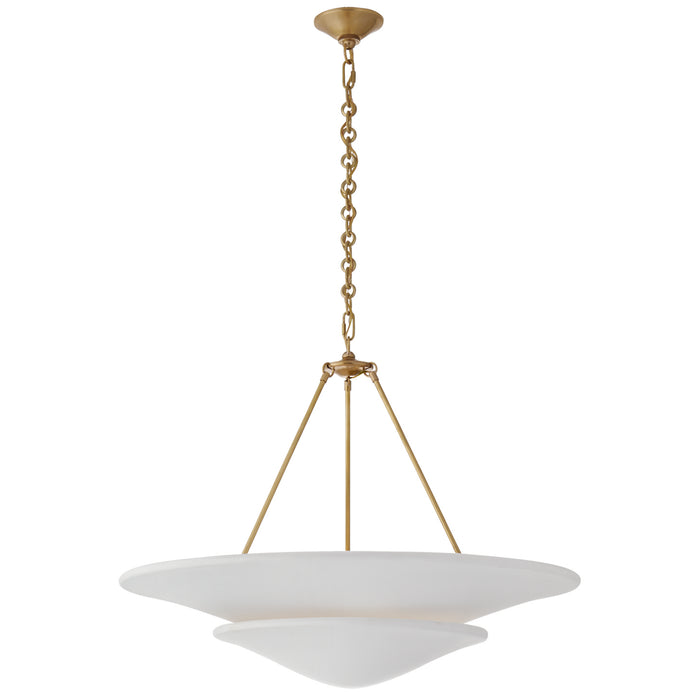 Mollino Six Light Chandelier in Hand-Rubbed Antique Brass