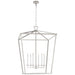 Darlana Six Light Lantern in Polished Nickel