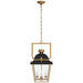 Coventry Four Light Lantern in Matte Black and Antique-Burnished Brass