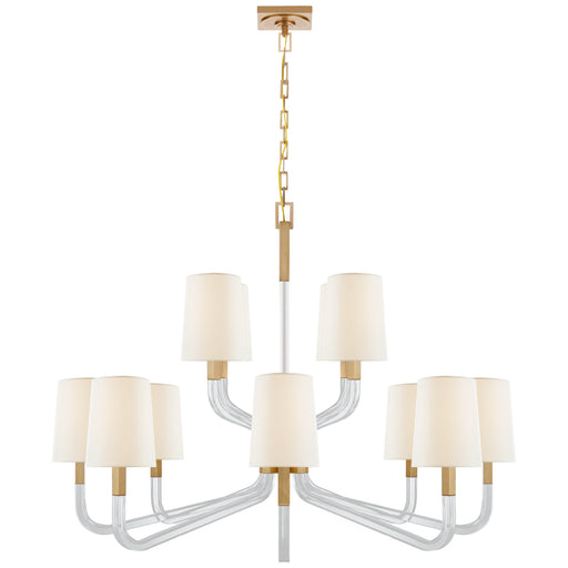 Reagan 12 Light Chandelier in Antique-Burnished Brass and Crystal