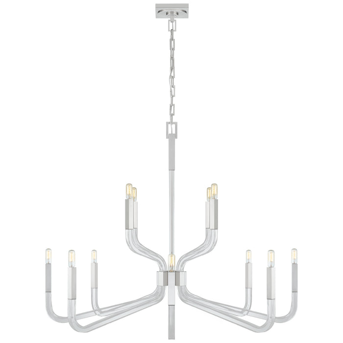 Reagan 12 Light Chandelier in Polished Nickel and Crystal