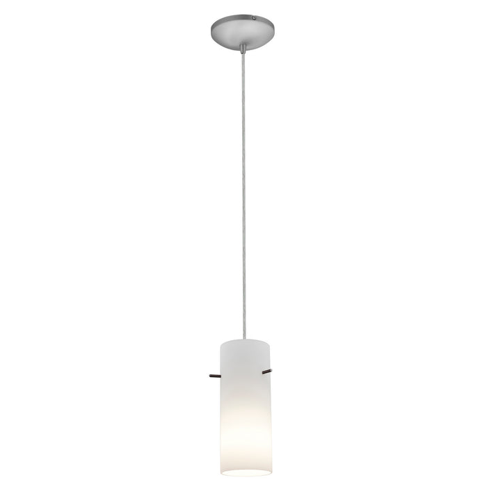 28030-3C-BS/OPL- Cylinder 1-Light Pendant in Brushed Steel Finish by Access Lighting