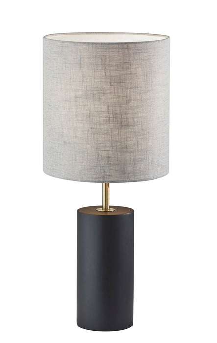 Dean Table Lamp in Black Poplar Wood with Antique Brass Accent