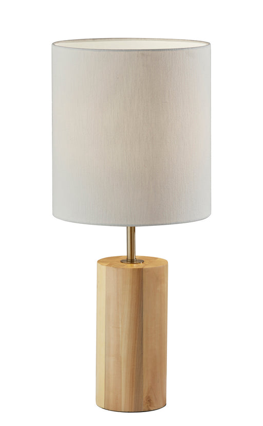 Dean Table Lamp in Natural Oak Wood with Antique Brass Accent