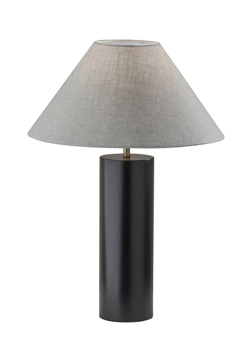 Martin Table Lamp in Black Poplar Wood with Antique Brass Accent