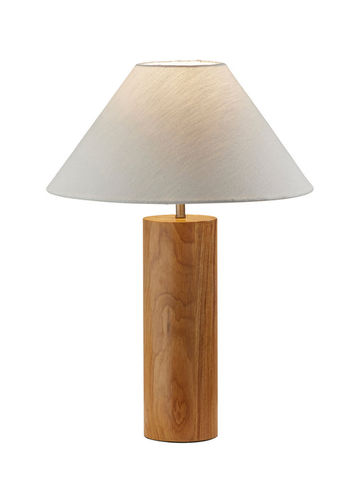 Martin Table Lamp in Natural Oak Wood with Antique Brass Accent