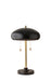 Cap Two Light Table Lamp in Black & Antique Brass