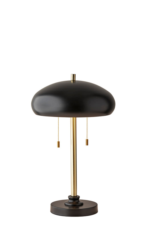 Cap Two Light Table Lamp in Black & Antique Brass