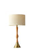 Eve Table Lamp in Natural Oak Wood with Antique Brass Accent