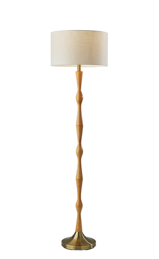 Eve Floor Lamp in Natural Oak Wood with Antique Brass Accent