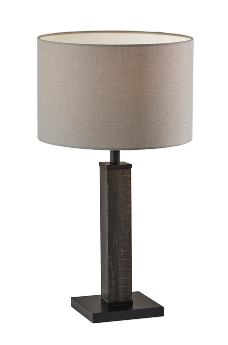 Kona Table Lamp in Mdf with Black Washed Wood Pvc Veneer & Black Metal Accents