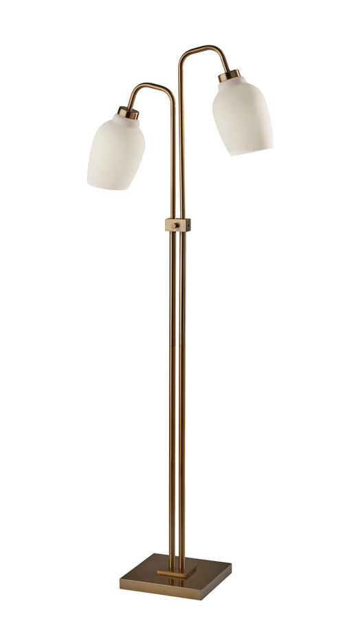 Clara Two Light Floor Lamp in Antique Brass