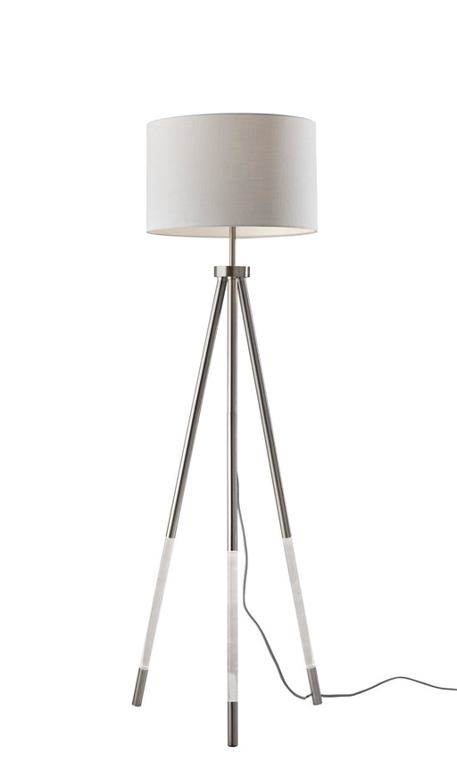 Della Floor Lamp in Brushed Steel with Clear Acrylic Light Up Legs