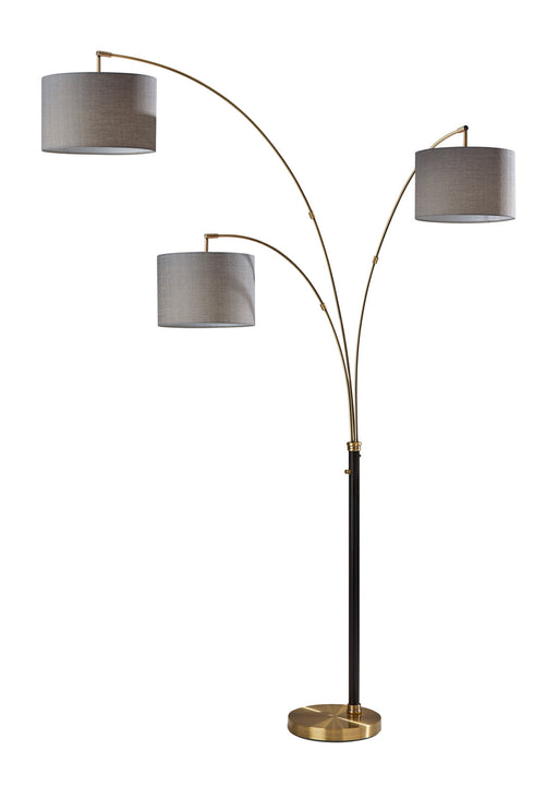 Bergen Three Light Arc Lamp in Black & Antique Brass