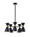 Oscar Five Light Pendant in Black with Antique Brass