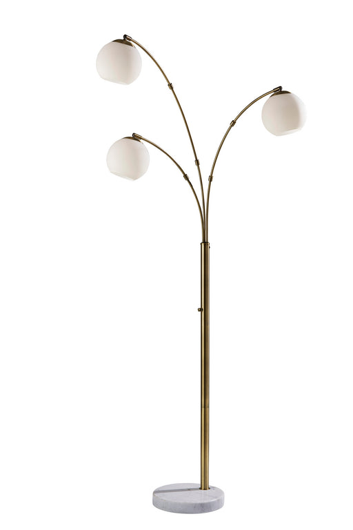 Remi Three Light Arc Lamp in Antique Brass