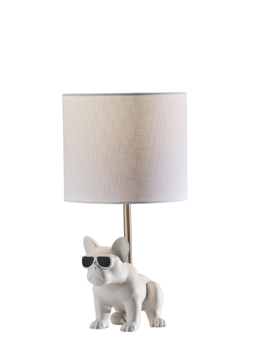 Sunny Table Lamp in White Ceramic with Brushed Steel Neck