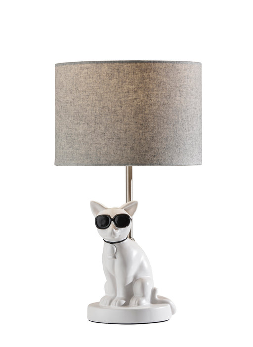 Sunny Table Lamp in White Ceramic with Brushed Steel Neck